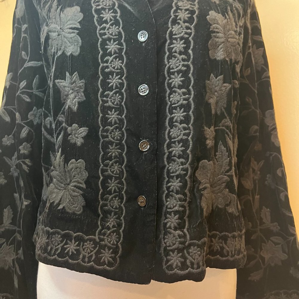 Zara Black Floral Embroidered Blazer Jacket - Picture 5 of 13